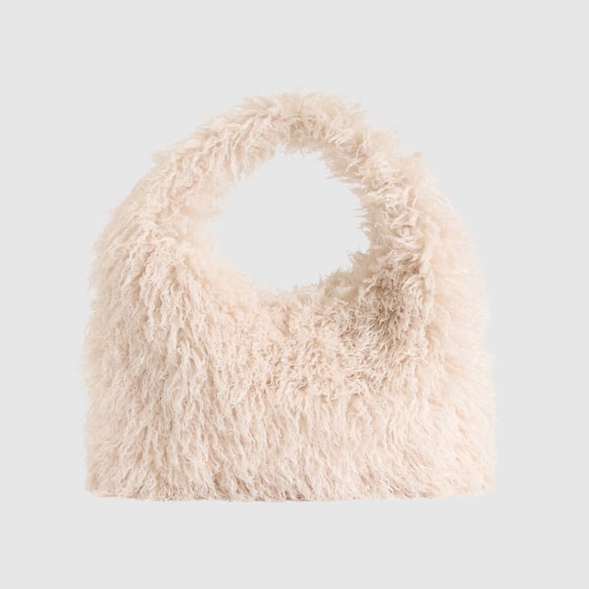 Schultertasche EMERSON in Sherpa-Optik cremeweiss <span itemprop=