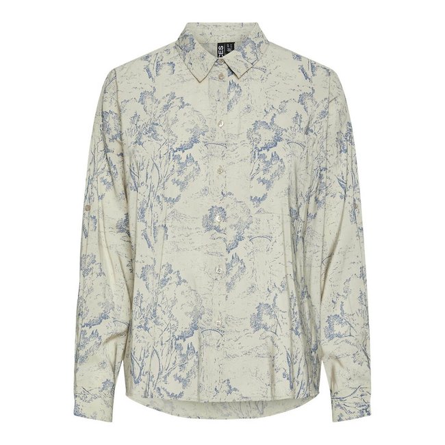 Bluse, geblümt ecru/blau <span itemprop=