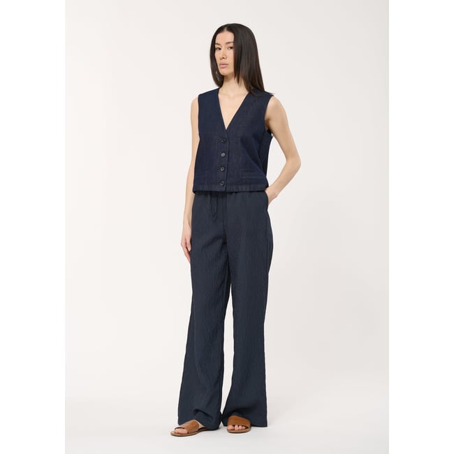 Gilet en denim brut sans manches bleu denim <span itemprop=