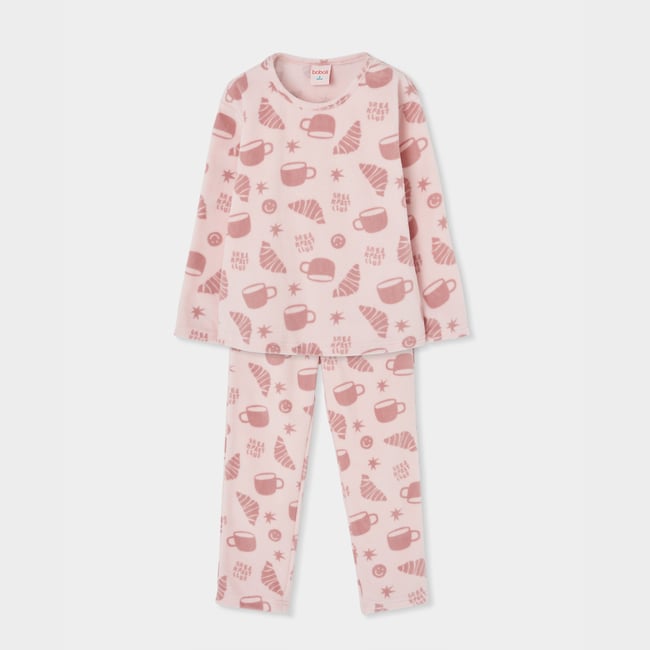 Pyjama en molleton fille imprimé petit-déjeuner multicolore <span itemprop=