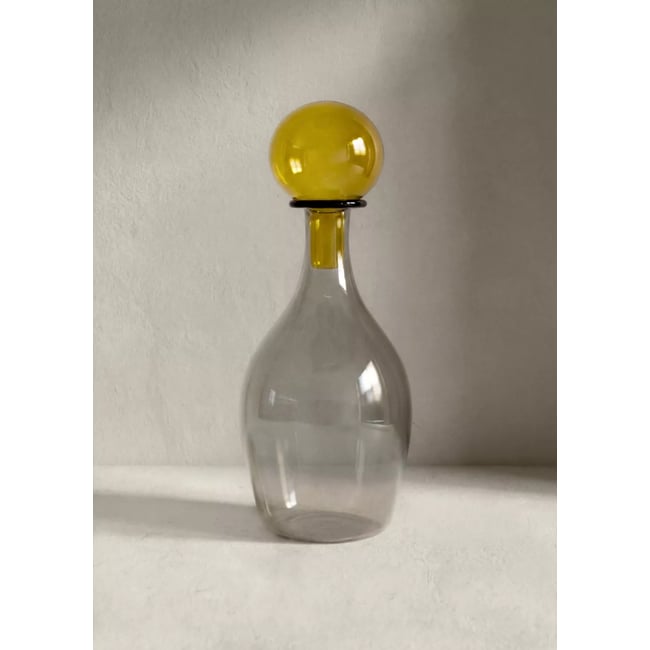 Vase 100 % verre avec bouchon Couleur gris <span itemprop=