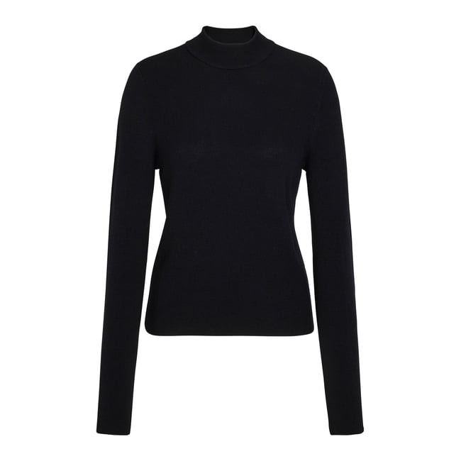 Pull-over Ultrafine Merino Wool noir <span itemprop=