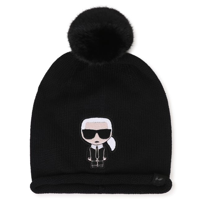 Bonnet à pompom black <span itemprop=