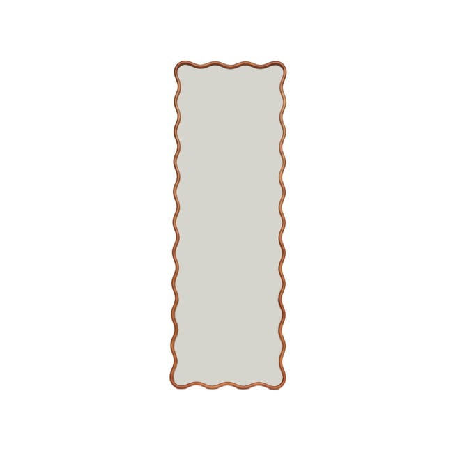 Miroir sur pied organique bois d'hévéa pied en acier 172cm CAULINE Couleur noyer <span itemprop=