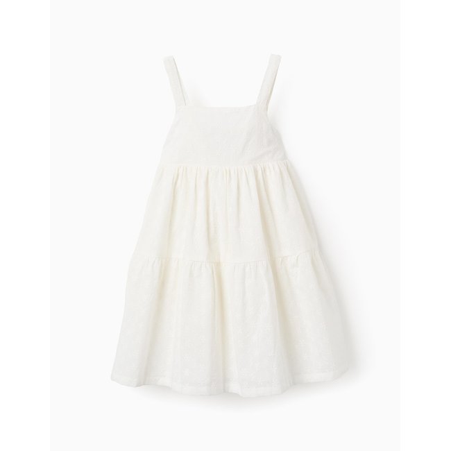 Robe à Bretelles avec Broderie Anglaise beige clair <span itemprop=
