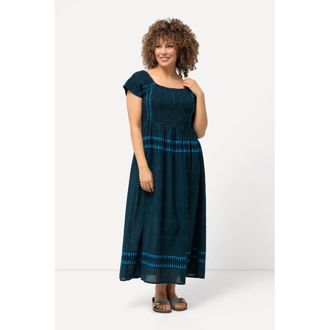 Robe maxi à manches courtes marine <span itemprop=