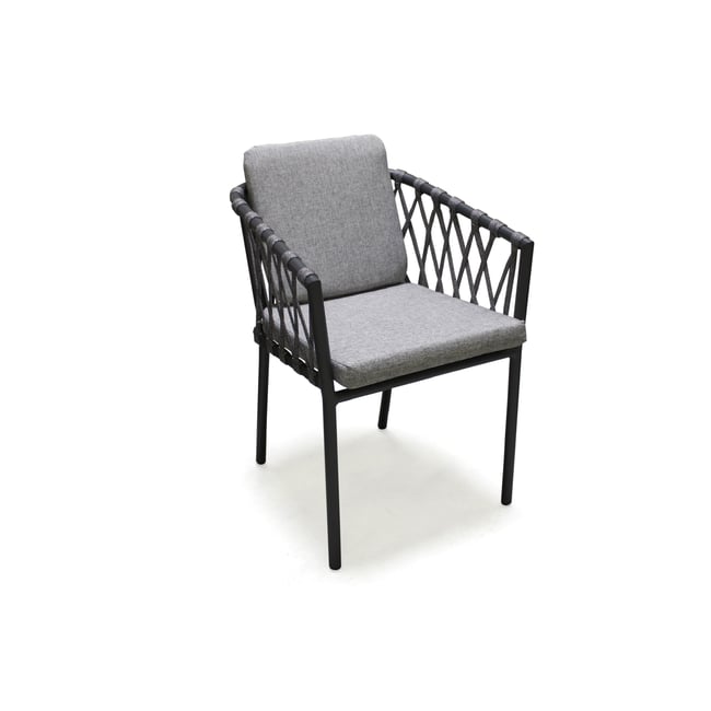 Fauteuil en aluminium et corde  PILAT gris anthracite <span itemprop=