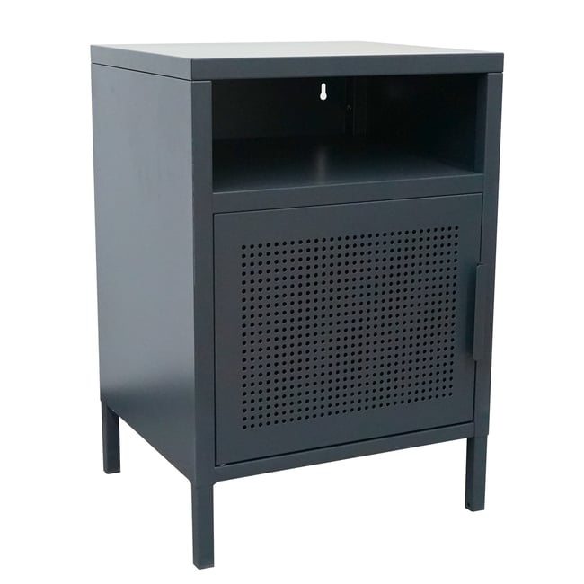 Table de chevet 1 porte, métal, BODEN Couleur bleu <span itemprop=