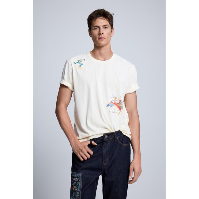 T-shirt brodé multicolore <span itemprop=