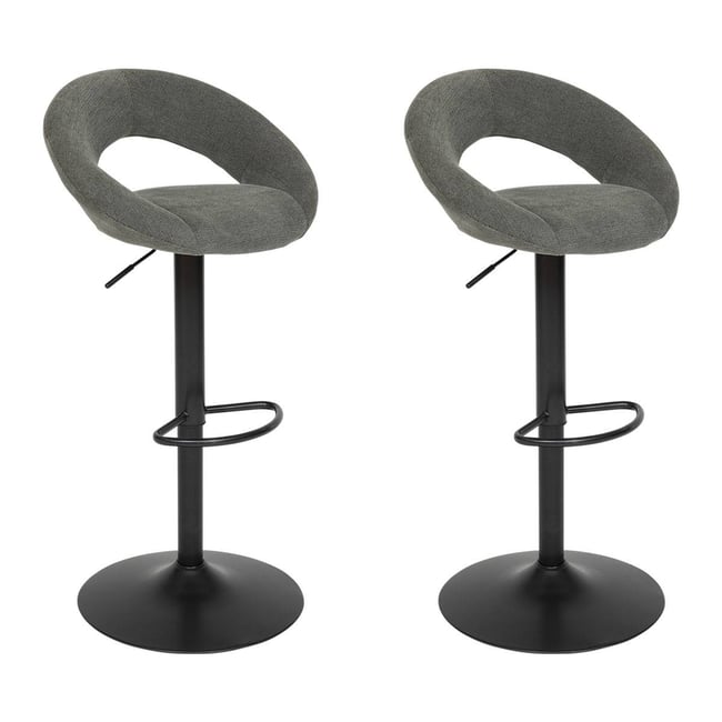 Lot de 2 tabourets de bar réglables et pivotants en tissu SASHA Couleur vert cèdre <span itemprop=