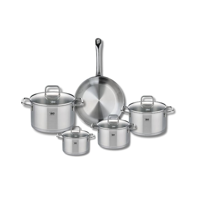 Batterie 1 poêle 24cm + 4 faitouts 12/14/16/20cm PROFI CITRIN gris <span itemprop=