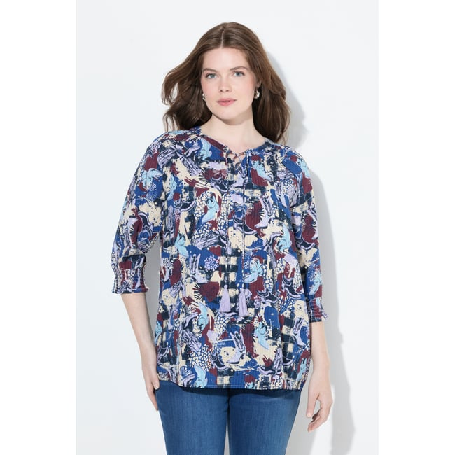 Blouse en cupro oversize, manches 3/4 mastic foncé <span itemprop=