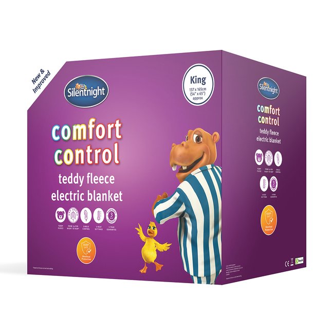 King Comfort Control Teddy Fleece Electric Blanket, cream, SILENTNIGHT