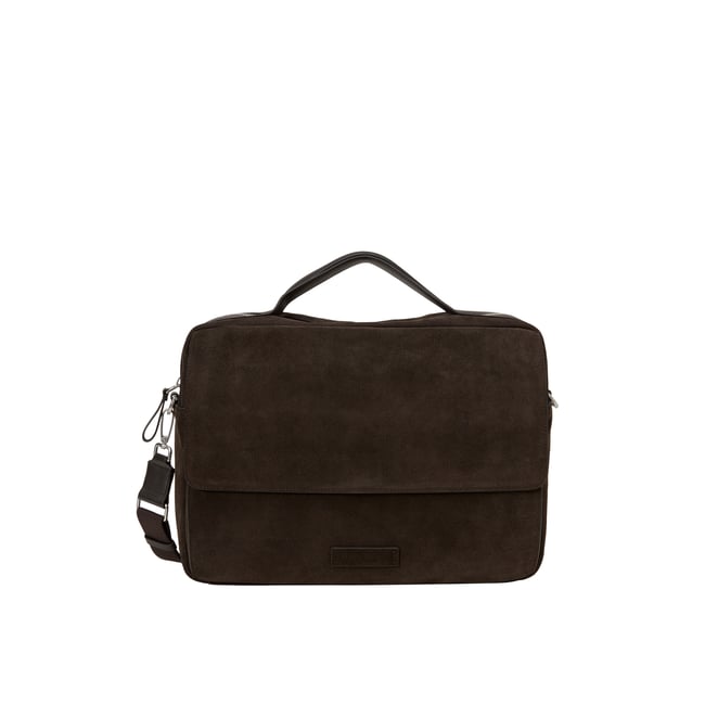 Sac d'affaires modèle Emil en cuir velours souple gris fonce <span itemprop=