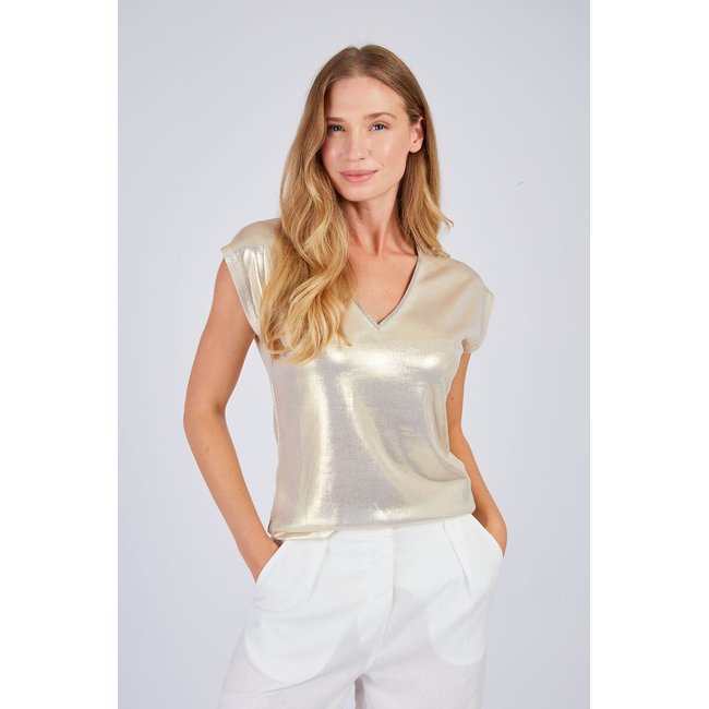 T-shirt con scollo a V ZELINA oro bianco DERHY