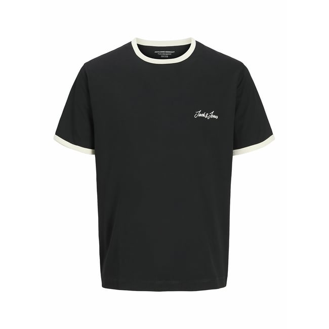 T-shirt com gola a contrastar preto  <span itemprop=