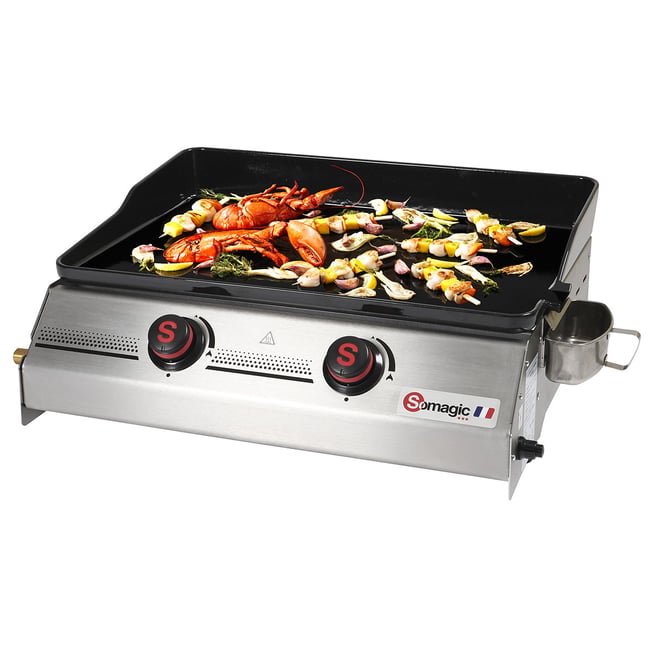 Plancha à gaz à poser pour 15 convives gris clair, noir, gris clair <span itemprop=