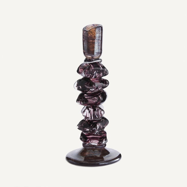 Qimera Candlestick in Hand-Blown Glass H29.5cm, burgundy, AM.PM