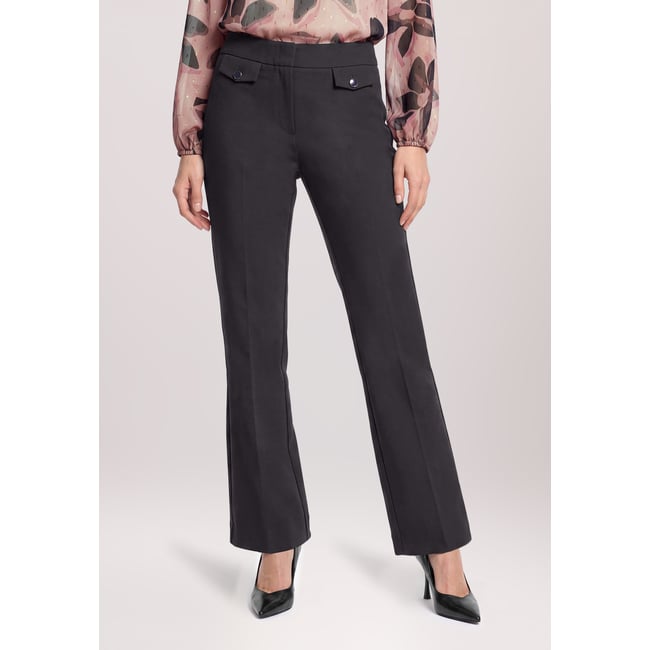 Pantalon stretch à plis repassés noir <span itemprop=