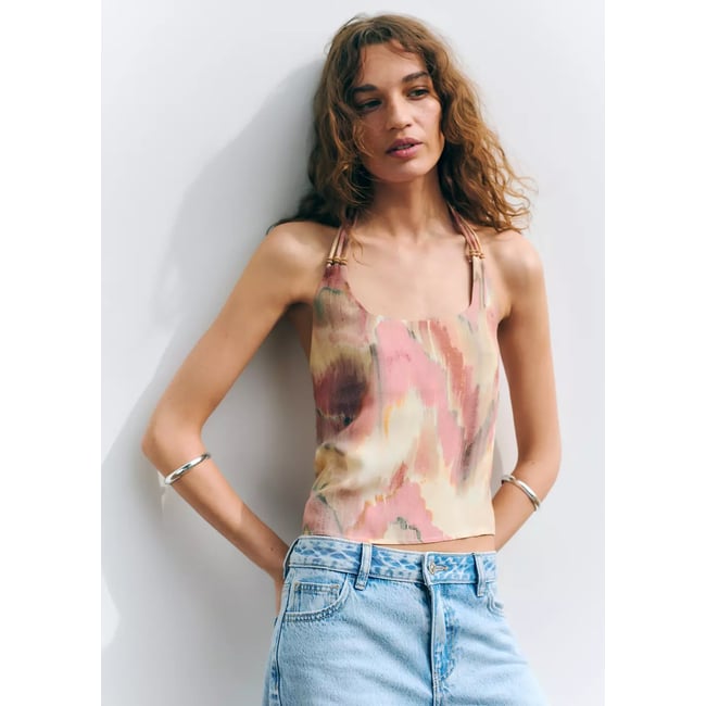 Top halter tie-dye rose pastel <span itemprop=