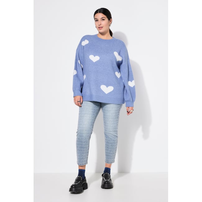 Jean Mom, texture scintillante, 5 poches bleu jean <span itemprop=