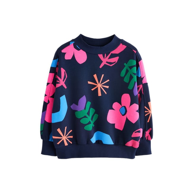 Sweat imprimé bleu marine <span itemprop=