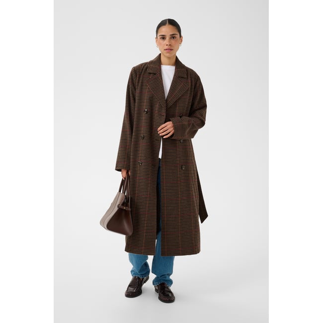 Manteau marron brown/multi check <span itemprop=