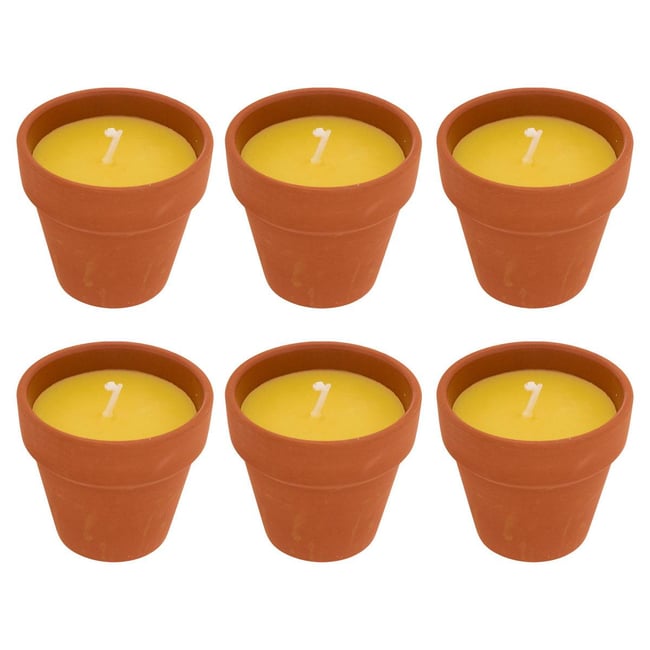 Lot de 6 bougies 39g parfumées à la citronnelle pot en terre cuite TERRY Couleur terracotta <span itemprop=