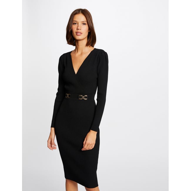Robe pull ajustée avec boucles noir <span itemprop=