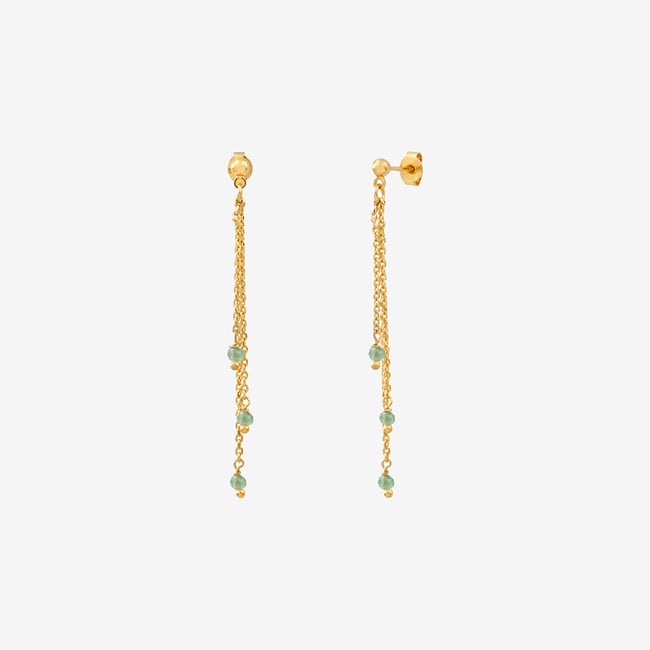 Boucles d'oreilles dorées agate verte - milady vert <span itemprop=
