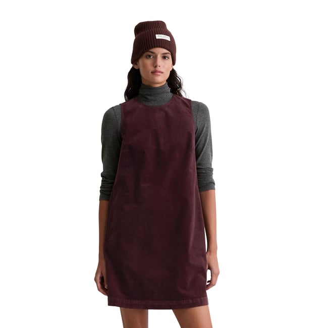 Robe courte en velours straight en coton organique-viscose stretch dunkelrot <span itemprop=