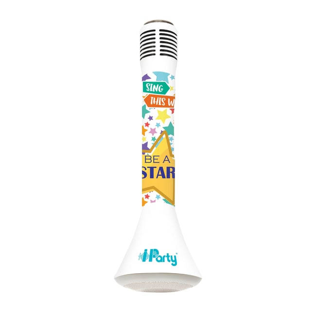 Micro Karaoké sans fil avec enceinte Bluetooth® intégrée iParty® blanc <span itemprop=
