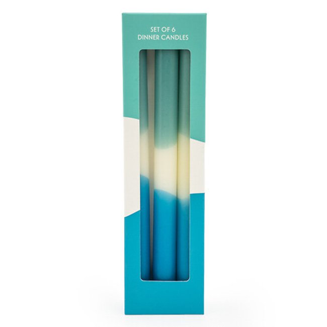 Set of 6 Two-Tone Dinner Candles, teal, SO'HOME