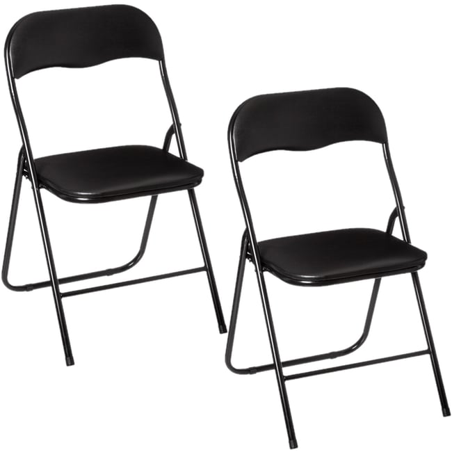 Lot de 2 chaises pliantes en PVC Couleur noir <span itemprop=