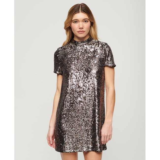 Robe t-shirt à sequins et col montant - SUPERDRY