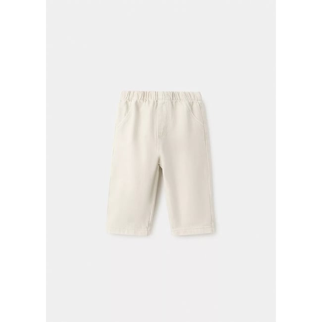 Pantalon droit 100 % coton écru <span itemprop=