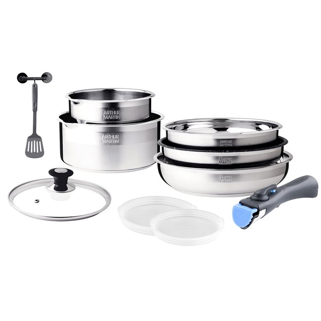 Batterie de cuisine 10 pièces inox <span itemprop=