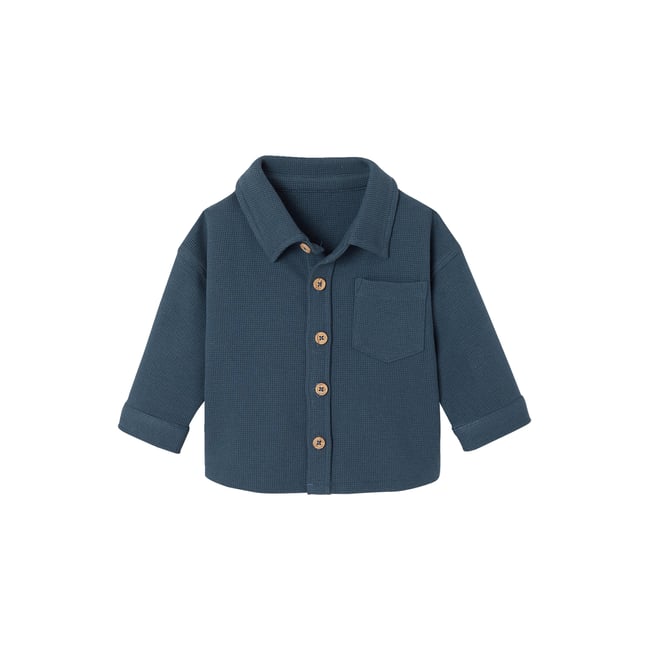 Surchemise manches longues bleu canard <span itemprop=