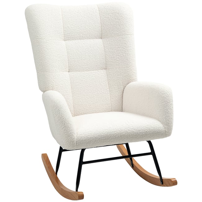 Fauteuil à bascule Laine bouclée Crème Couleur crème <span itemprop=
