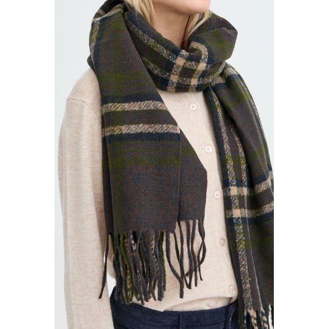 Écharpe marron vetr java/avocado check scarf <span itemprop=