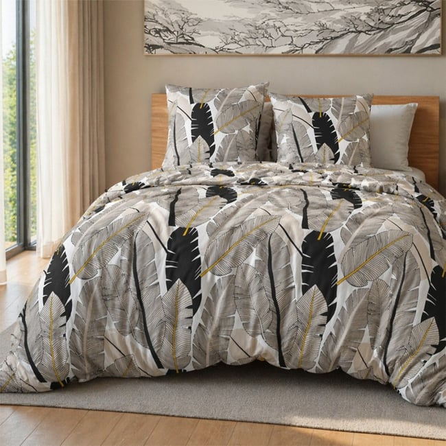 Housse de couette 2 personnes finition bouton + 2 taies 100% microfibre v002228 <span itemprop=