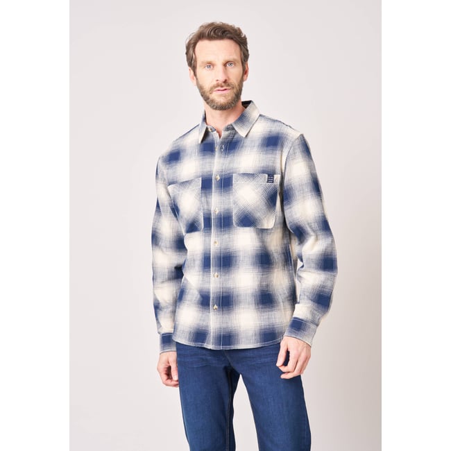 Chemise loose homme à carreaux ZENGO navy <span itemprop=