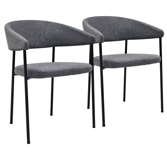 Lot de 2 chaises en tissu et métal, ADELE Couleur gris anthracite <span itemprop=