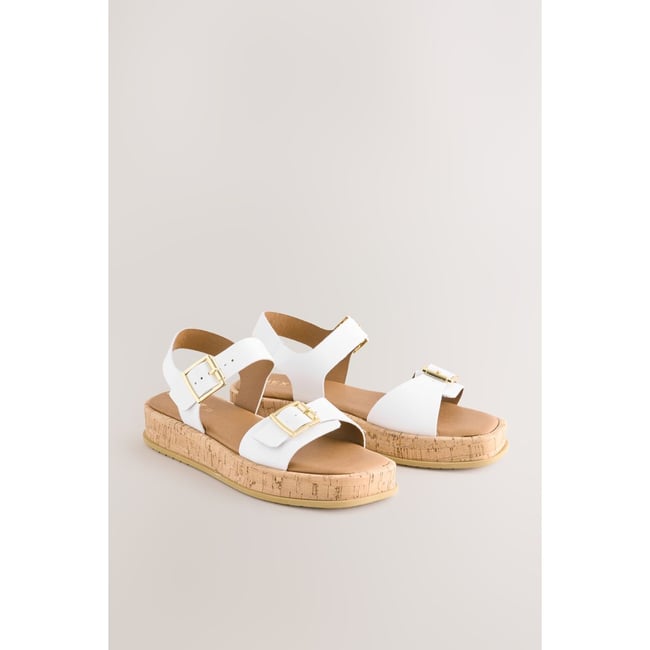 Sandales à 2 boucles/plateforme blanc <span itemprop=