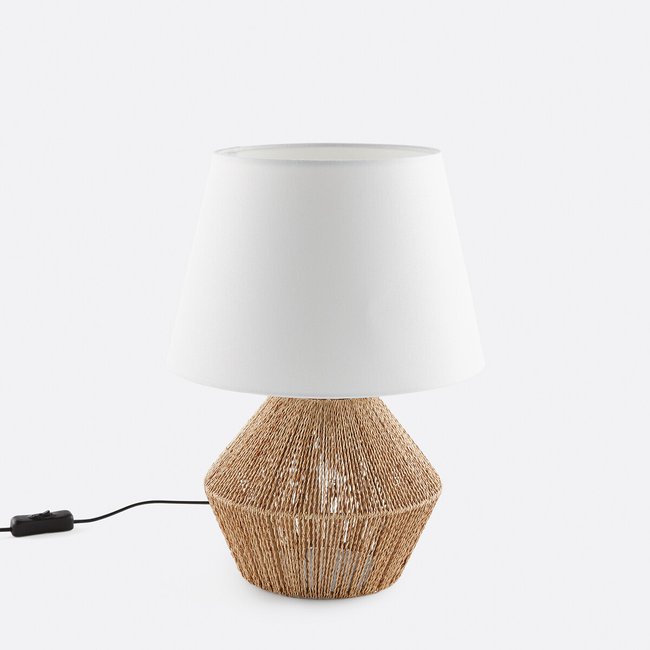 Lámpara de mesa de cáñamo y lino, Yaku natural <span itemprop=