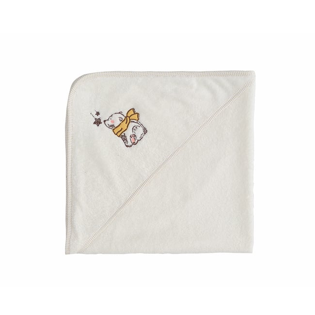 Cape de bain bébé OURS POLAIRE ecru <span itemprop=