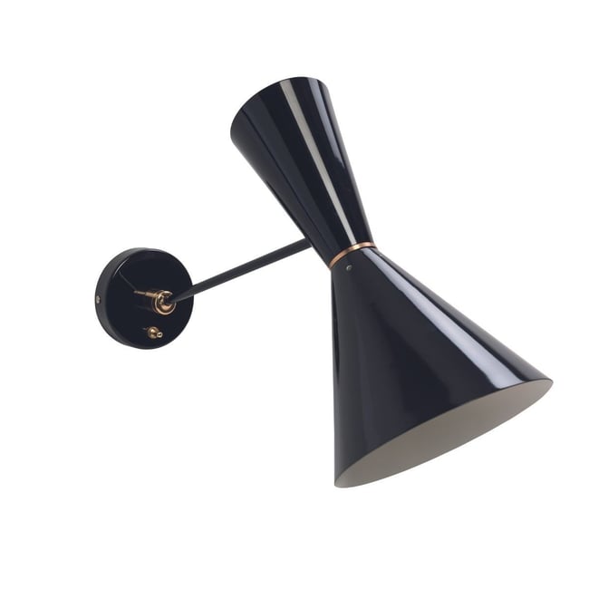 Applique conique en métal noir H 17 cm - FRANCOIS Couleur noir <span itemprop=