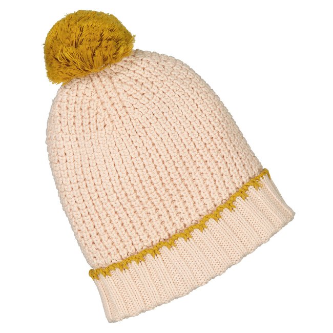 Gorro com pompom cru <span itemprop=