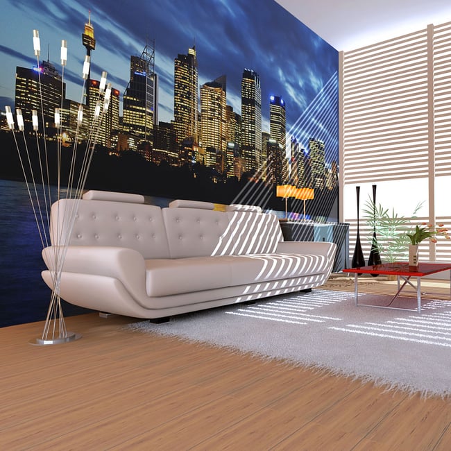 Papier peint intissé panoramique Ville et Architecture Nuages ​​du soir sur Sydney Couleur multicouleur <span itemprop=