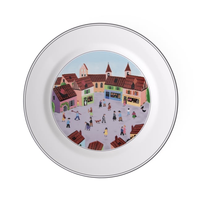 Assiette Plate, Village DESIGN NAIF Couleur multicolore <span itemprop=